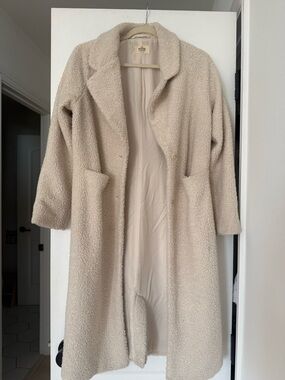 Marine Layer Cream Sherpa Aspen Teddy Long Coat